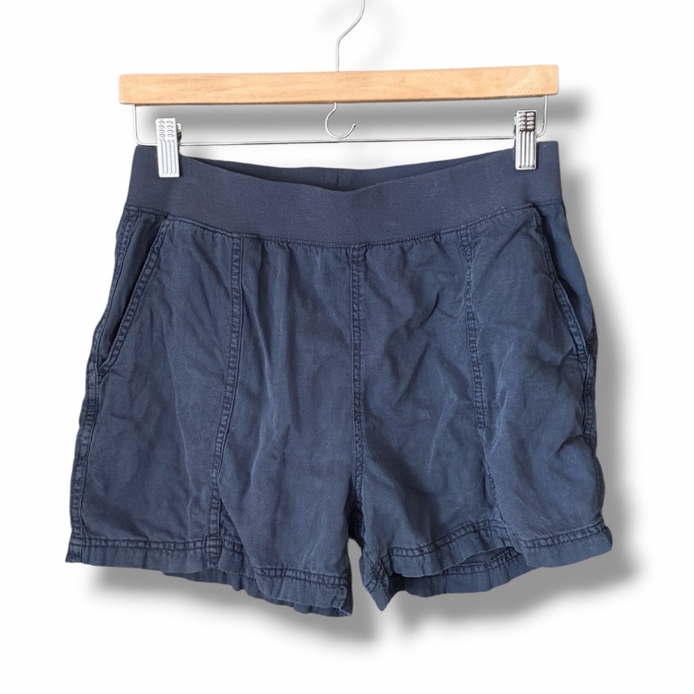 Faherty Blue Linen Blend Arlie Pull On Shorts Size Medium - Picture 2 of 5